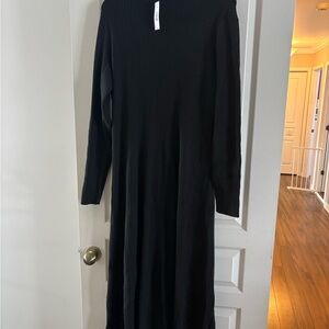 Elegant Black Ribbed Sweater Dress 1X BNWT
